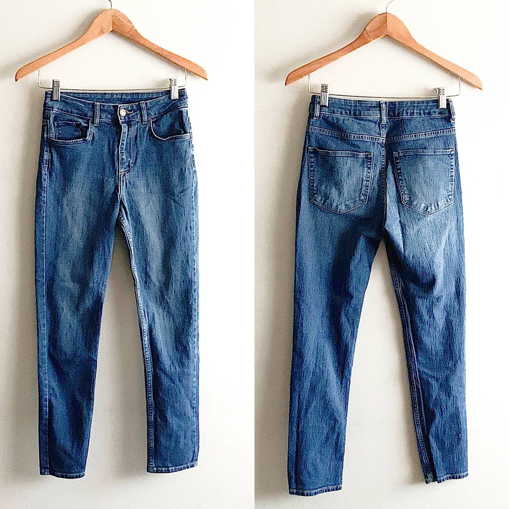 H&M Medium Wash High Waist Skinny Ankle Crop Jeans
